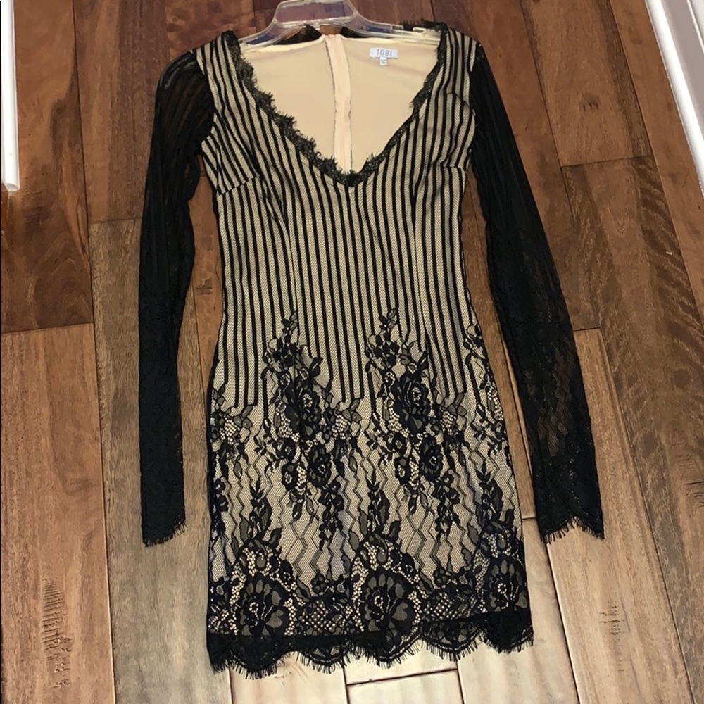 Black and nude lace dress